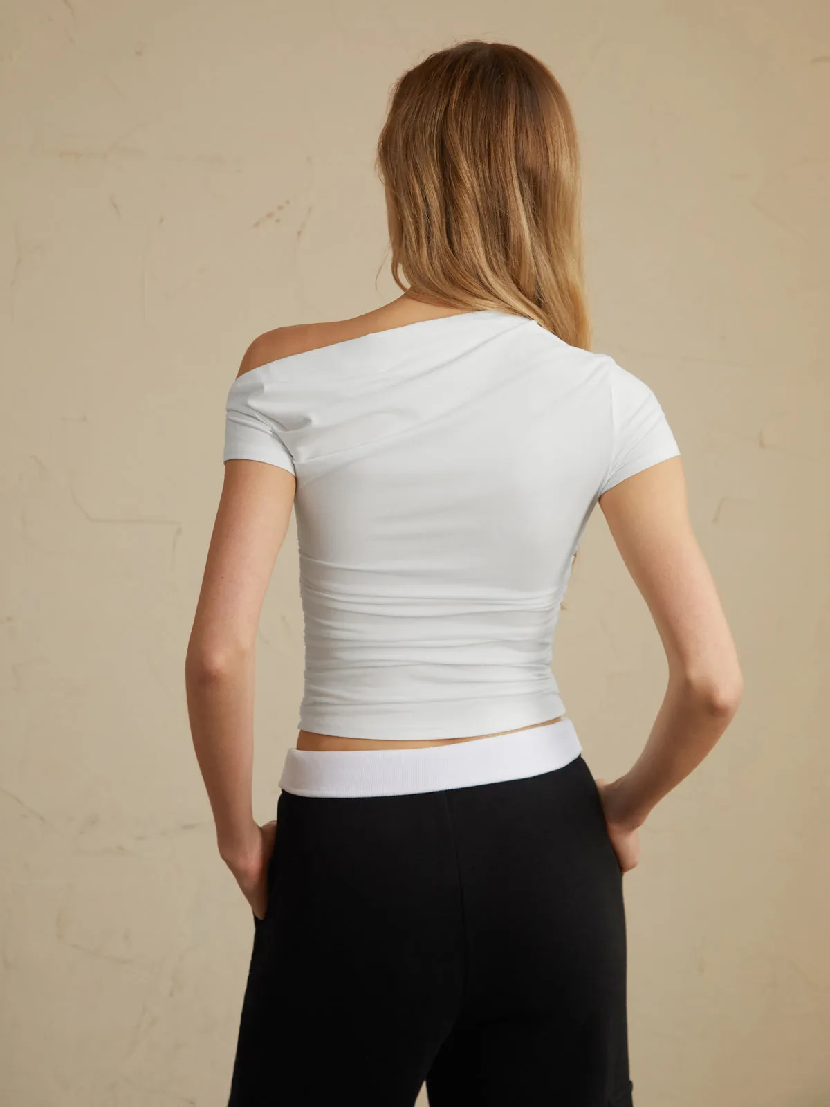 Solid Snug One Shoulder Off Top sold by COMMENSE product image thumbnail 2
