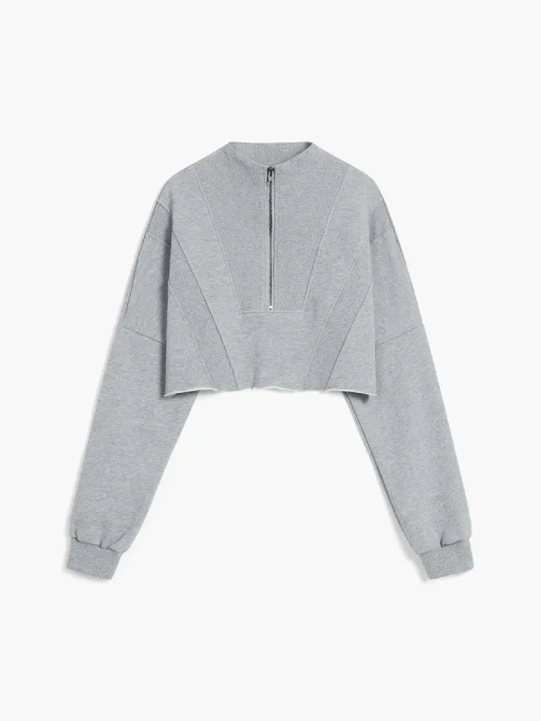 Utility Zippered Crop Sweatshirt sold by COMMENSE