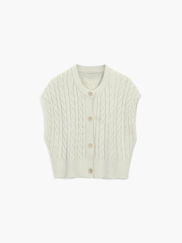 Utility Cable Knit Sweater Vest sold by COMMENSE