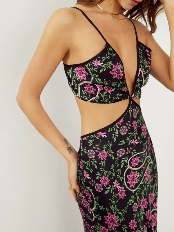 Phoenix Floral Cutout Long Dress sold by COMMENSE