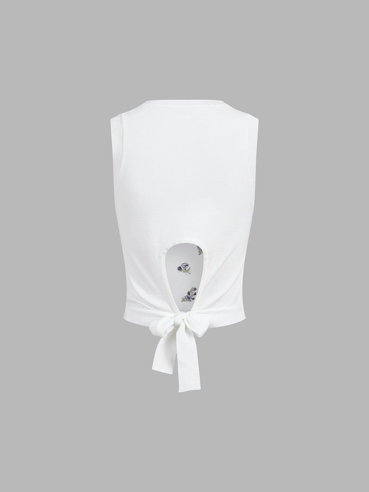 Embroidered Floral Tied Tank Top sold by COMMENSE product image thumbnail 2