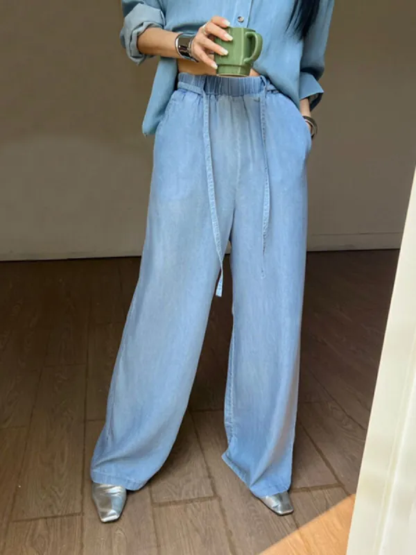 Loose Fit Denim Wide Leg Jeans sold by COMMENSE