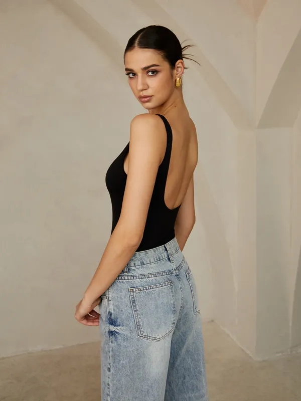 Backless Sleeveless Bodysuit sold by COMMENSE