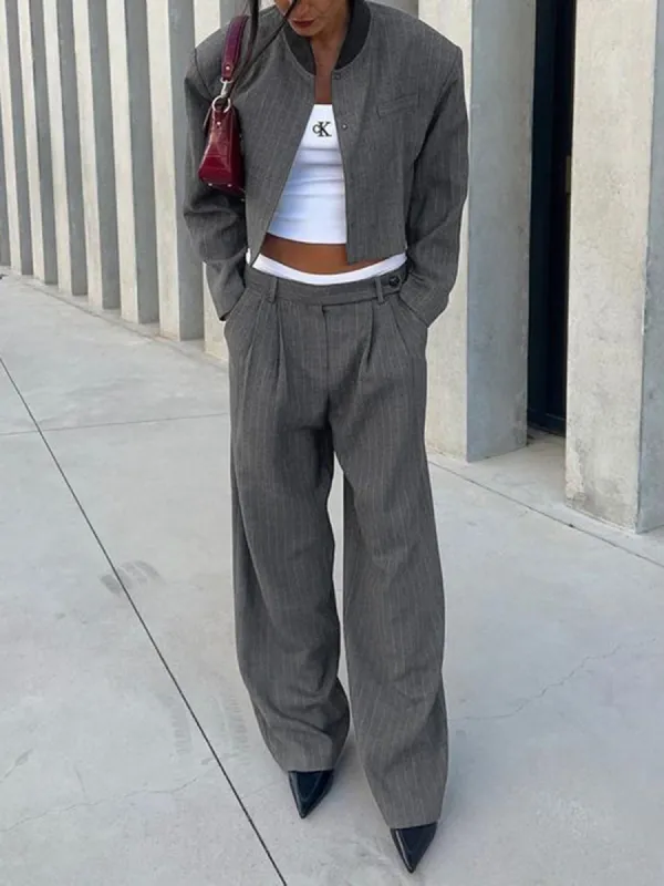 Tailored Pinstripe Wide Leg Pants sold by COMMENSE