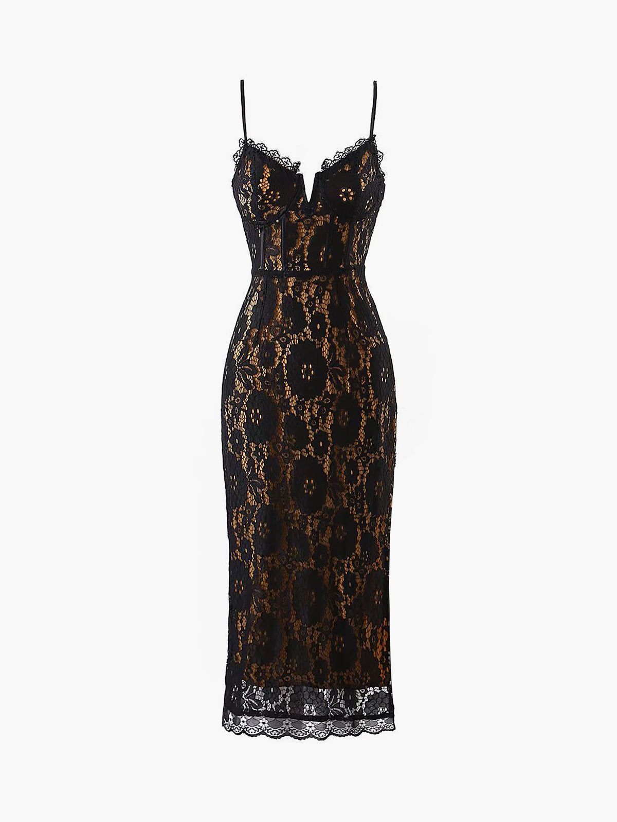 Tie Floral Lace Midi Dress sold by COMMENSE product image thumbnail 4