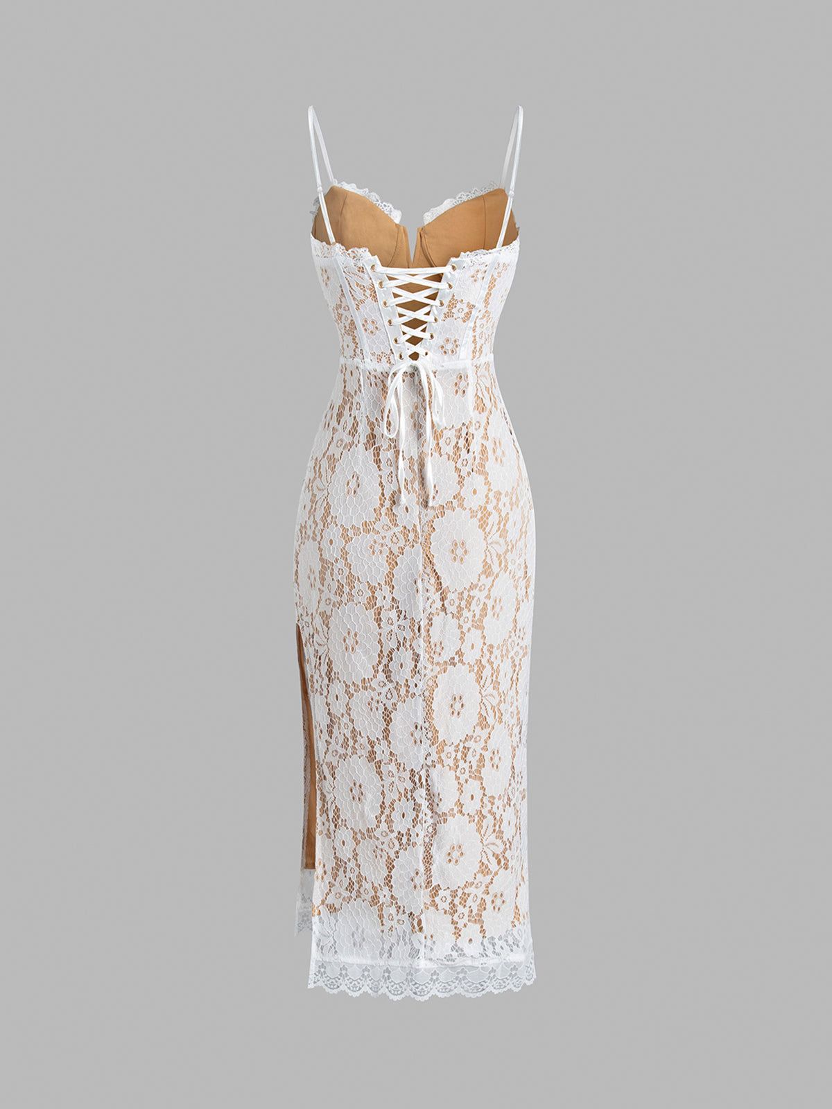 Tie Floral Lace Midi Dress sold by COMMENSE product image thumbnail 2