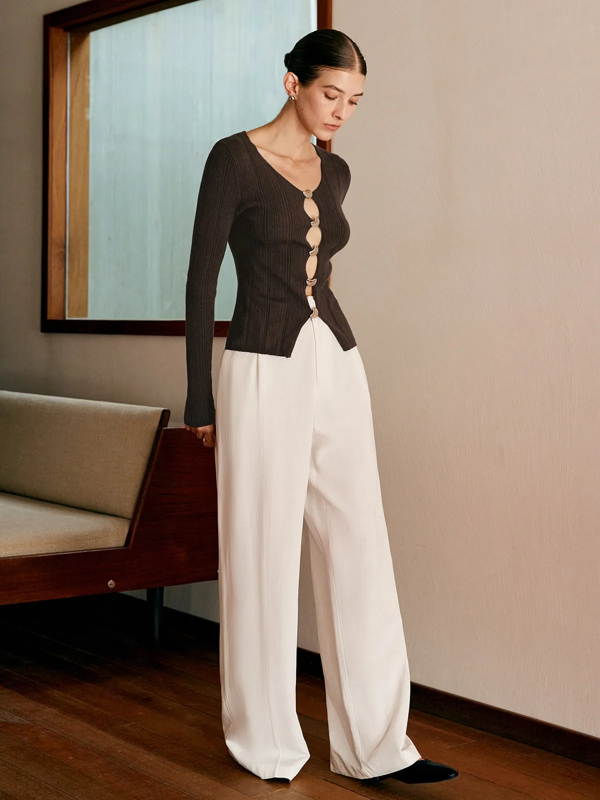 Cutout Metal Button Knit Top sold by COMMENSE product image thumbnail 3