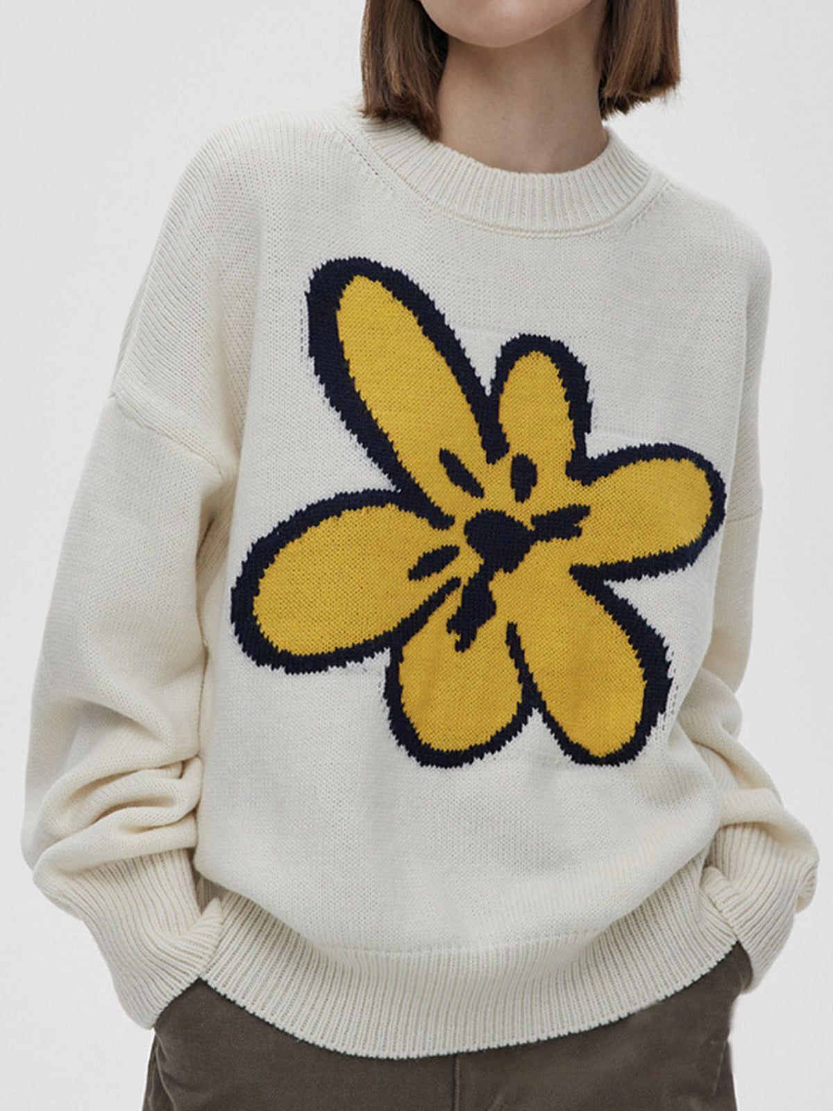 Floral Print Crew Neck Knit Sweater sold by COMMENSE product image thumbnail 2