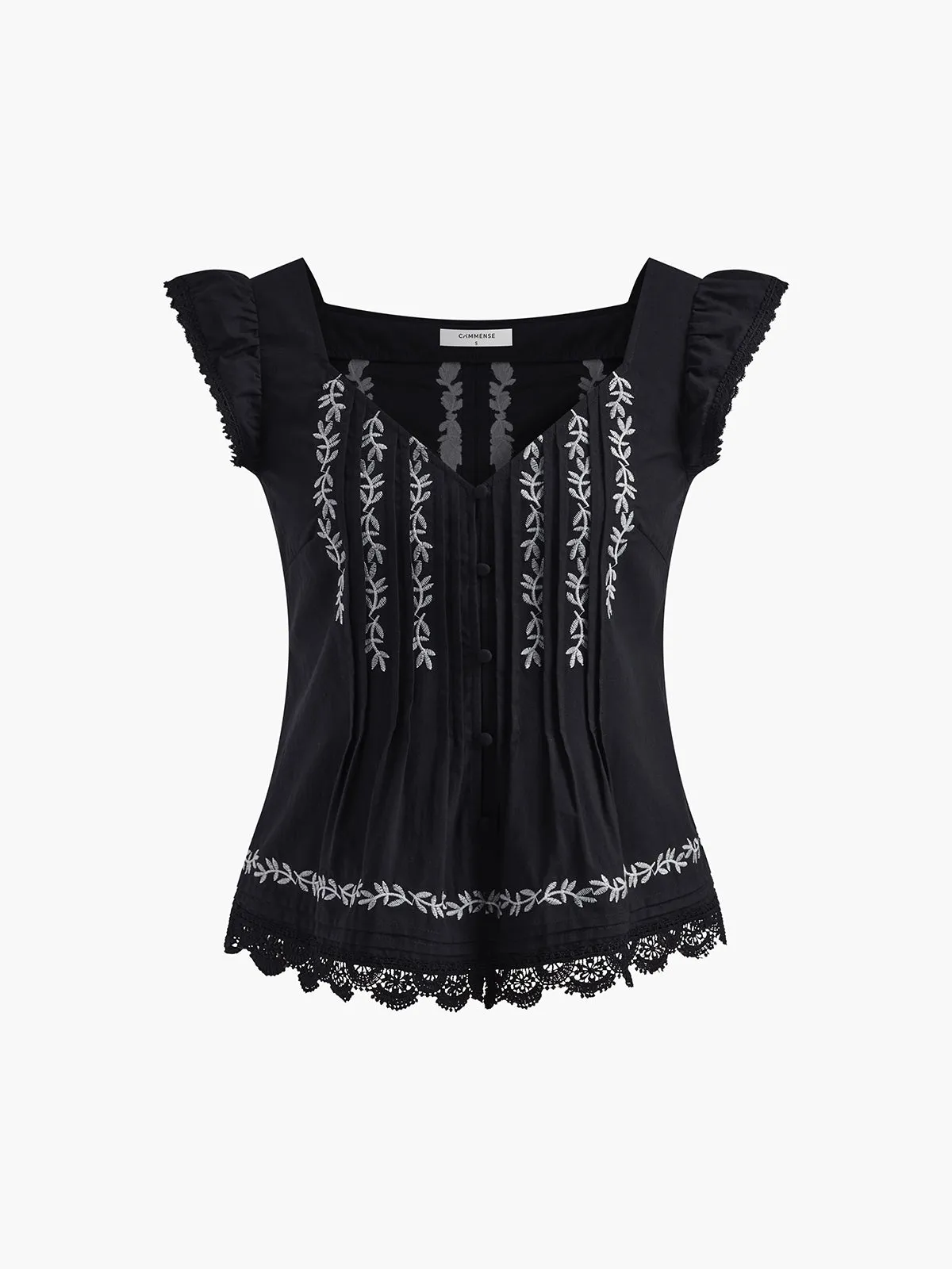 Cotton Embroidery Low Cut Tank Top sold by COMMENSE