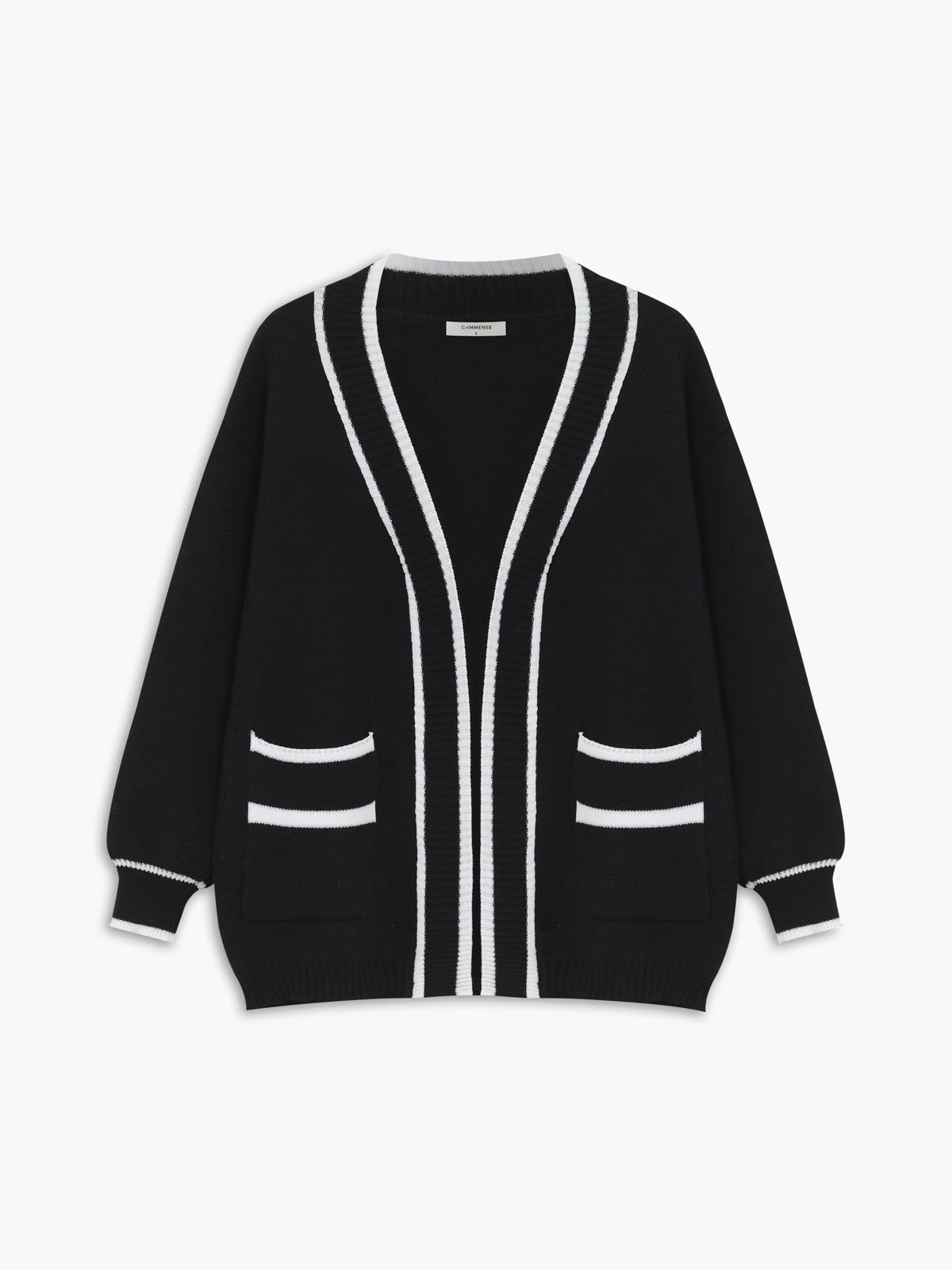 Contrast Strip Cardigan sold by COMMENSE