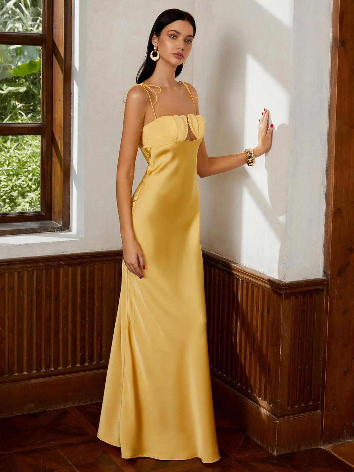 Petal Bandeau Lace Up Long Dress | Parallel