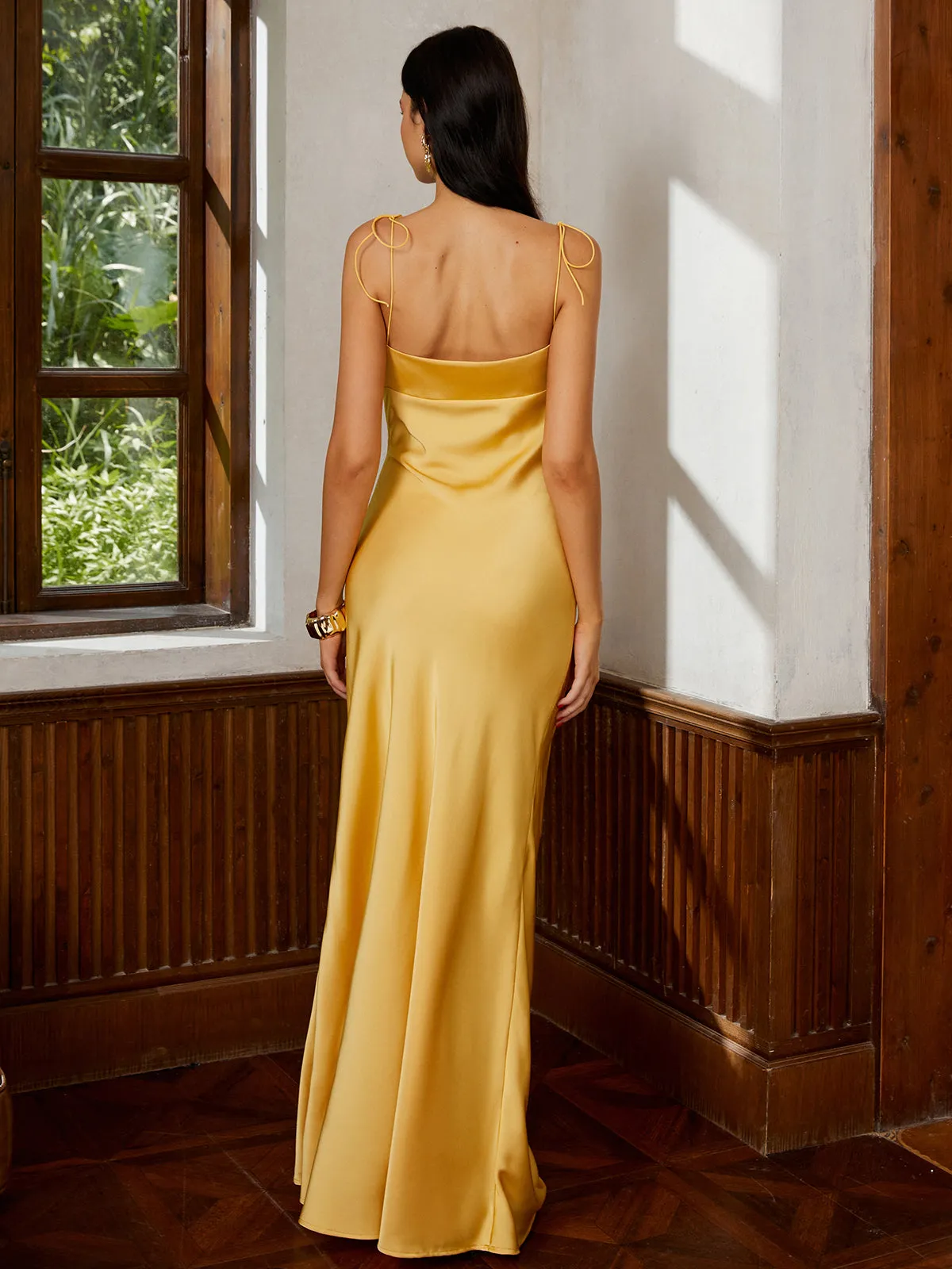 Petal Bandeau Lace Up Long Dress | Parallel