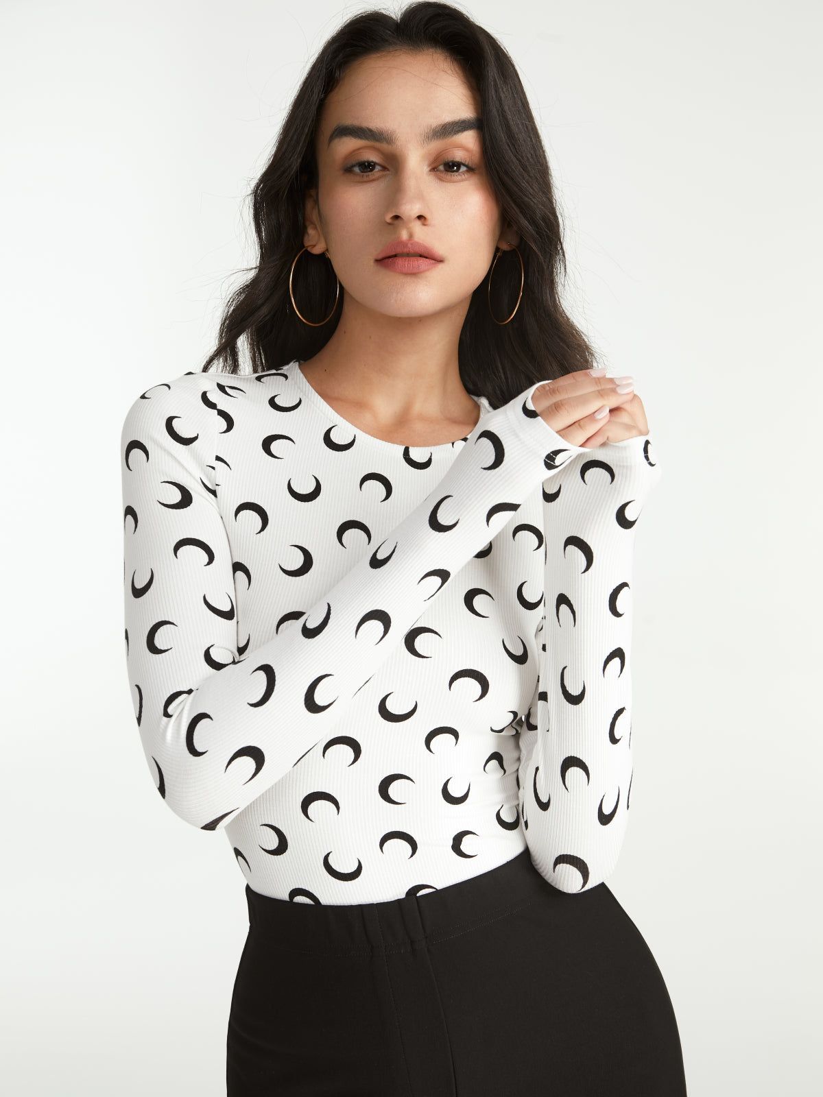 Crescent Moon Long Sleeve Stretch Top sold by COMMENSE product image thumbnail 2