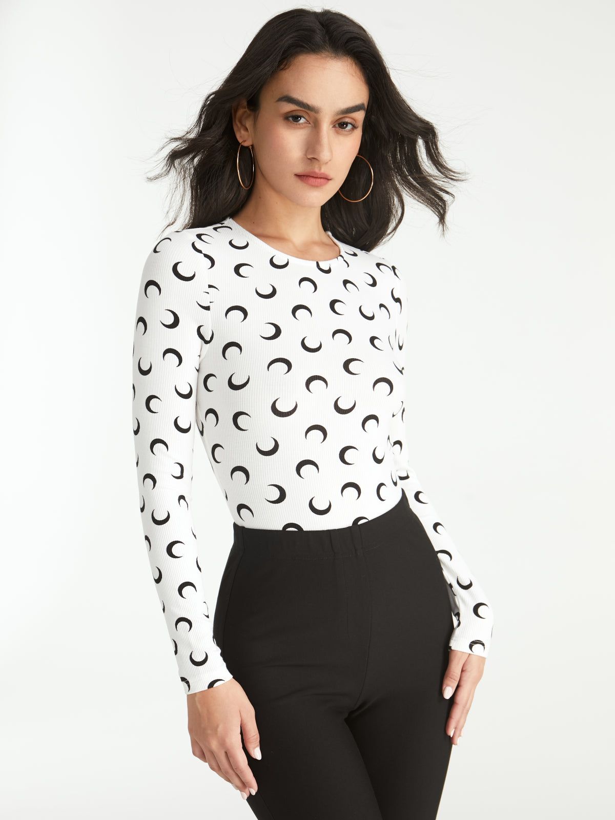 Crescent Moon Long Sleeve Stretch Top sold by COMMENSE product image thumbnail 9