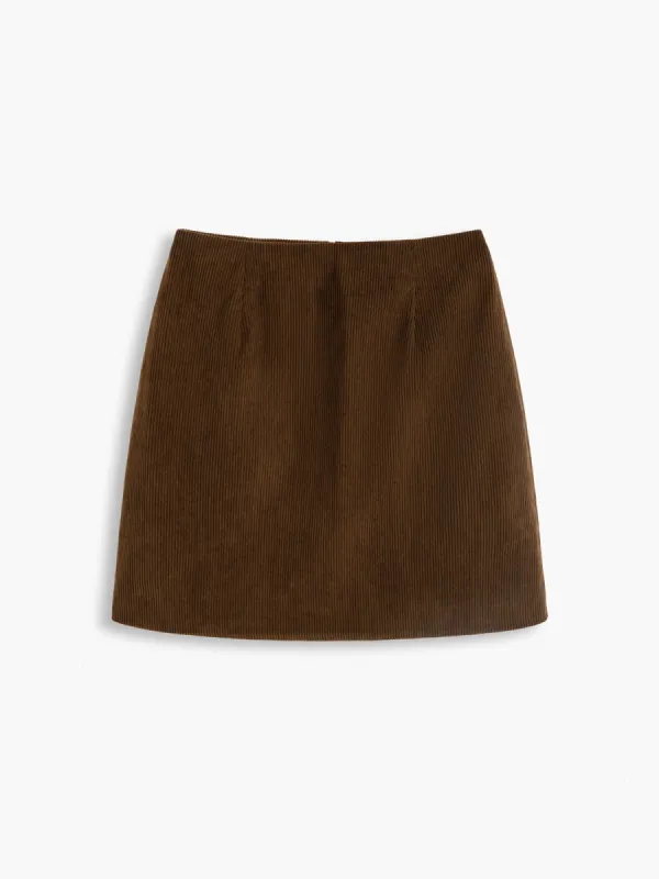 Terracotta Corduroy Mini Skirt sold by COMMENSE