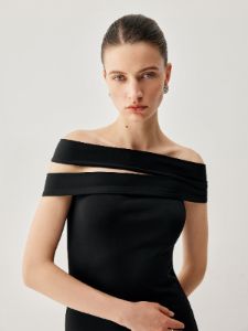Asymmetric Off Shoulder Slit Knotted Midi Dress sold by COMMENSE