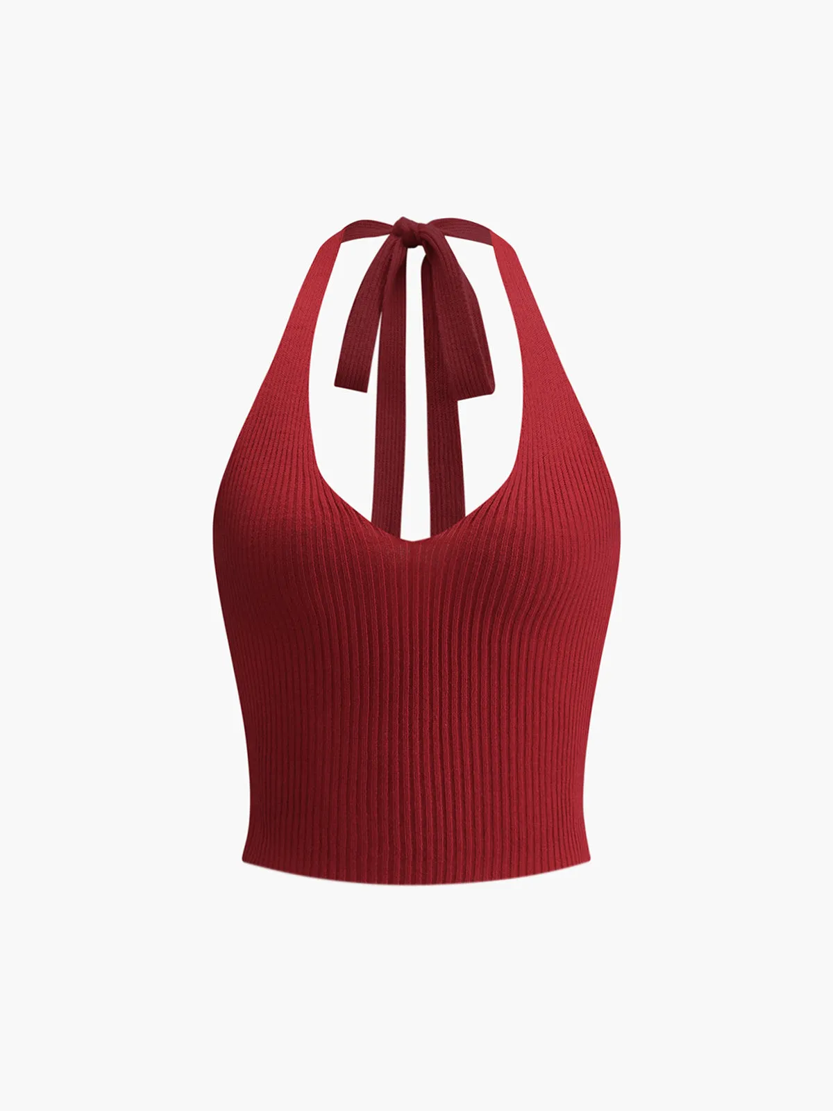 Ribbed Halter Tank Top sold by COMMENSE