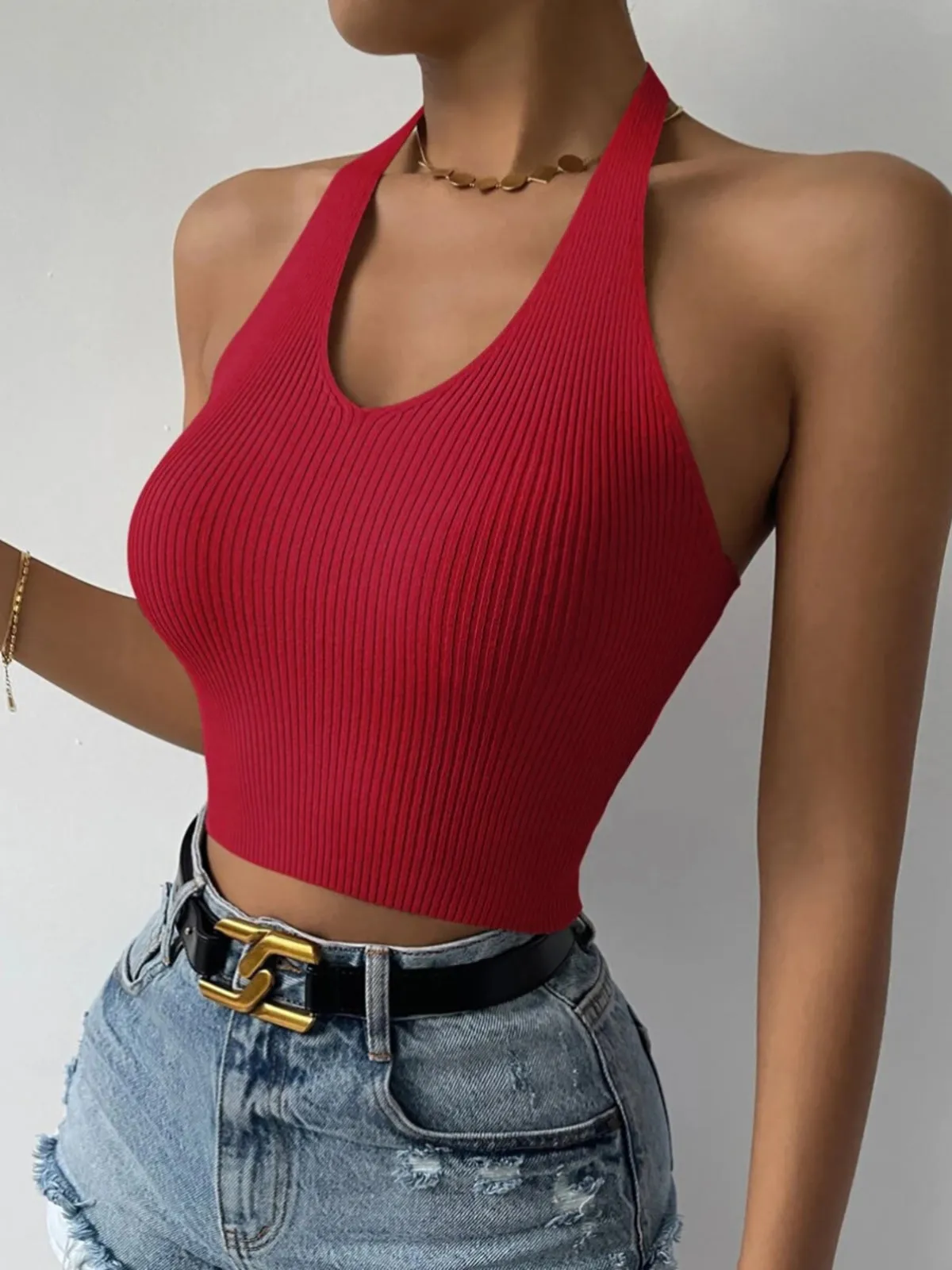 Ribbed Halter Tank Top sold by COMMENSE product image thumbnail 2