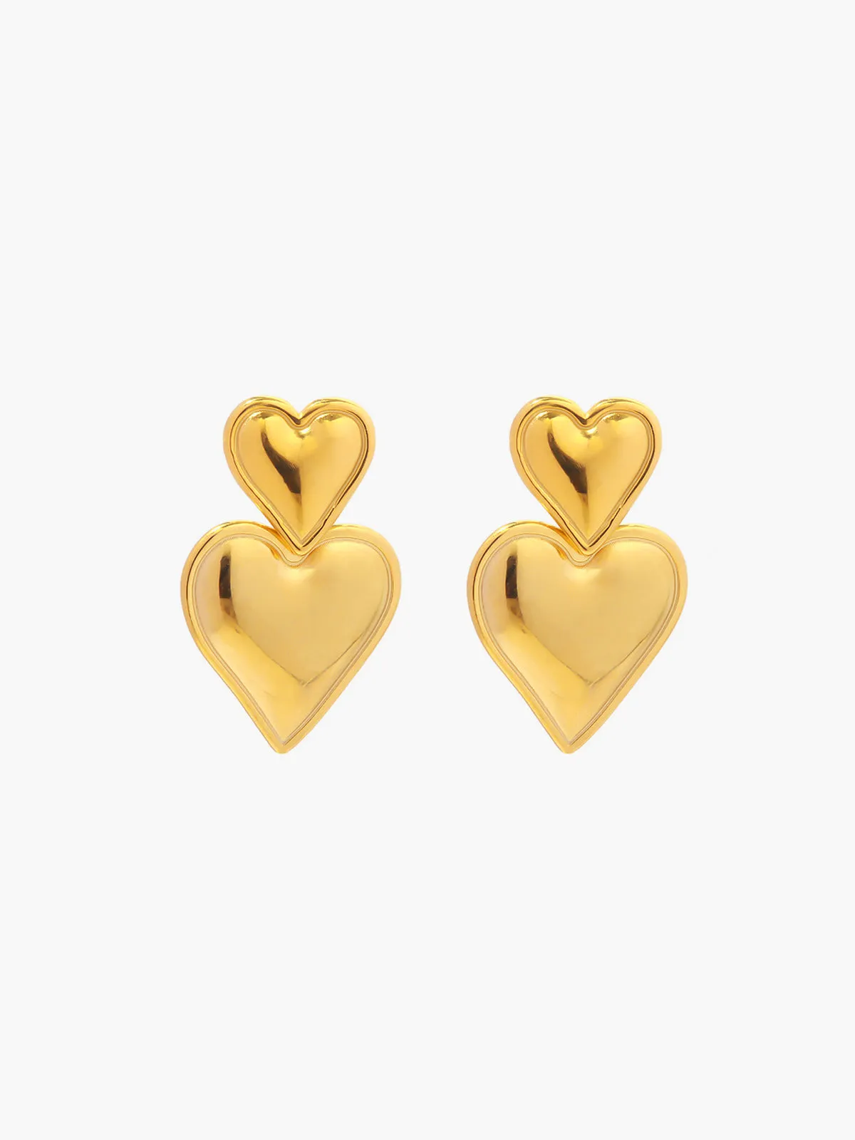 Double Hearts Drop Earrings sold by COMMENSE product image thumbnail 2