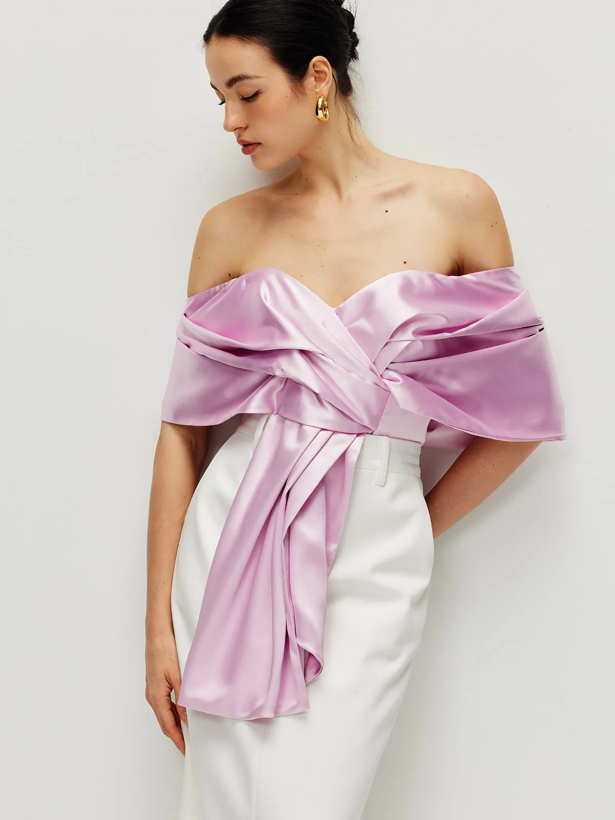 Satin Pleated Off Shoulder Top sold by COMMENSE product image thumbnail 3
