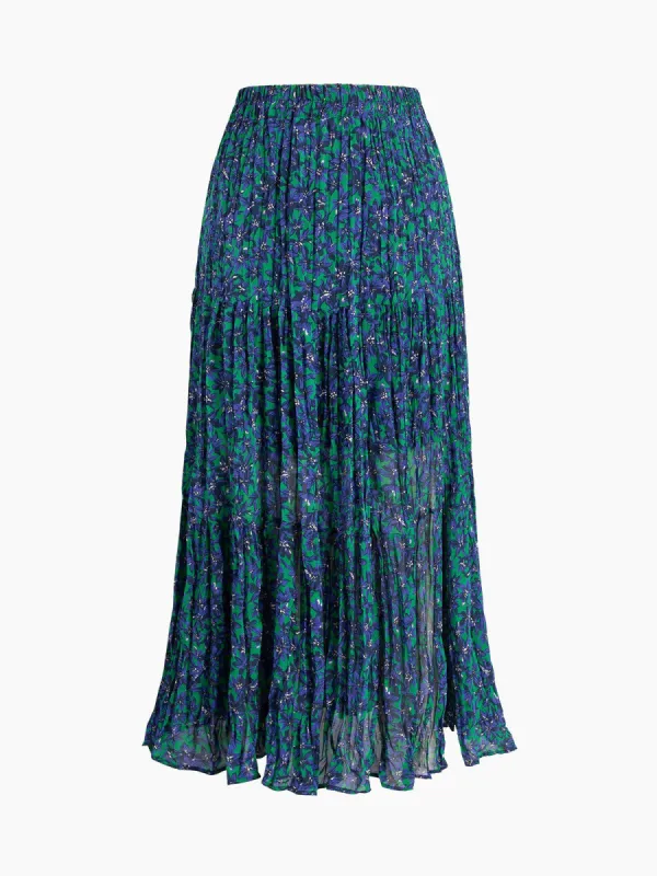 Orchid Pleat Long Skirt sold by COMMENSE