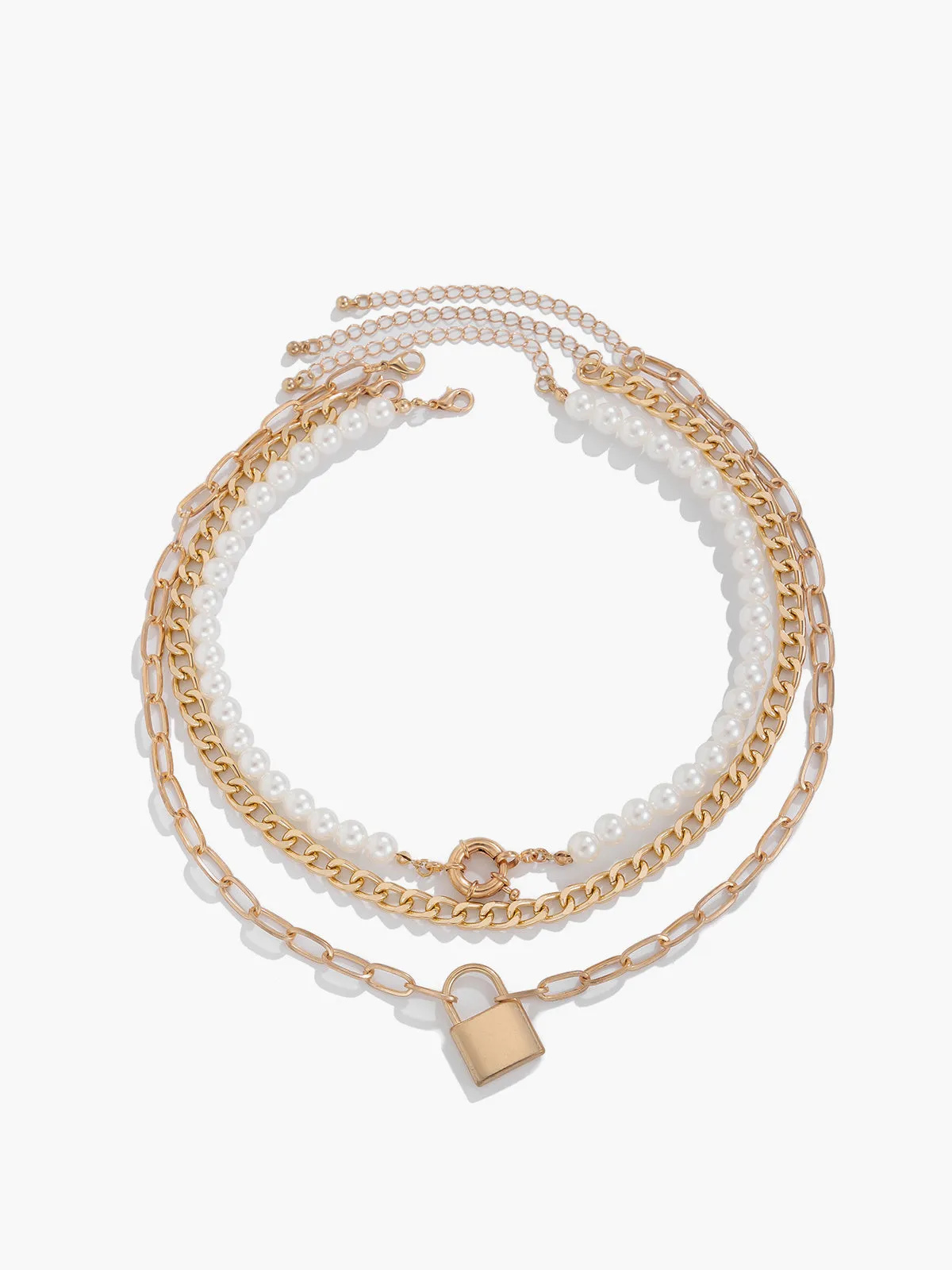 3pcs Lock Pearl Necklace sold by COMMENSE product image thumbnail 2