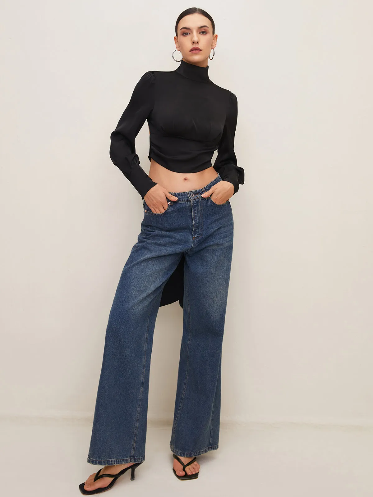 Satin Backless Knotted Blouse sold by COMMENSE product image thumbnail 3