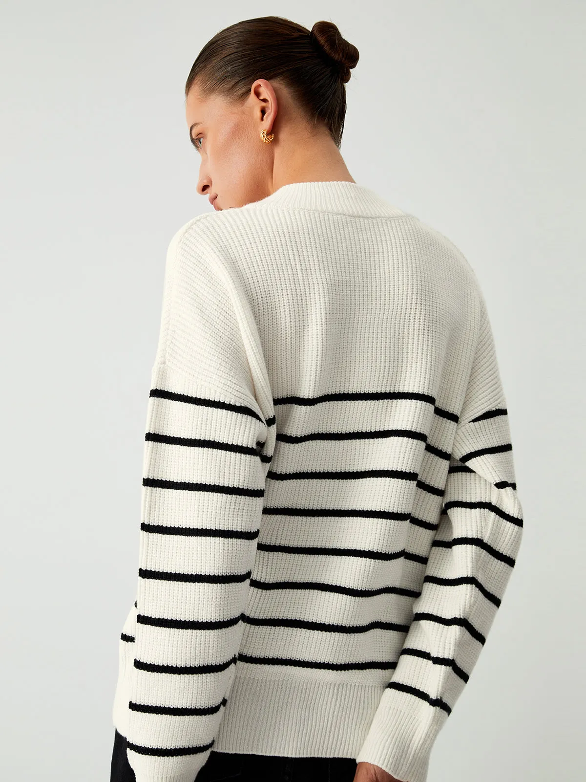 Miss Paris Stripe Zip Up Sweater sold by COMMENSE product image thumbnail 5