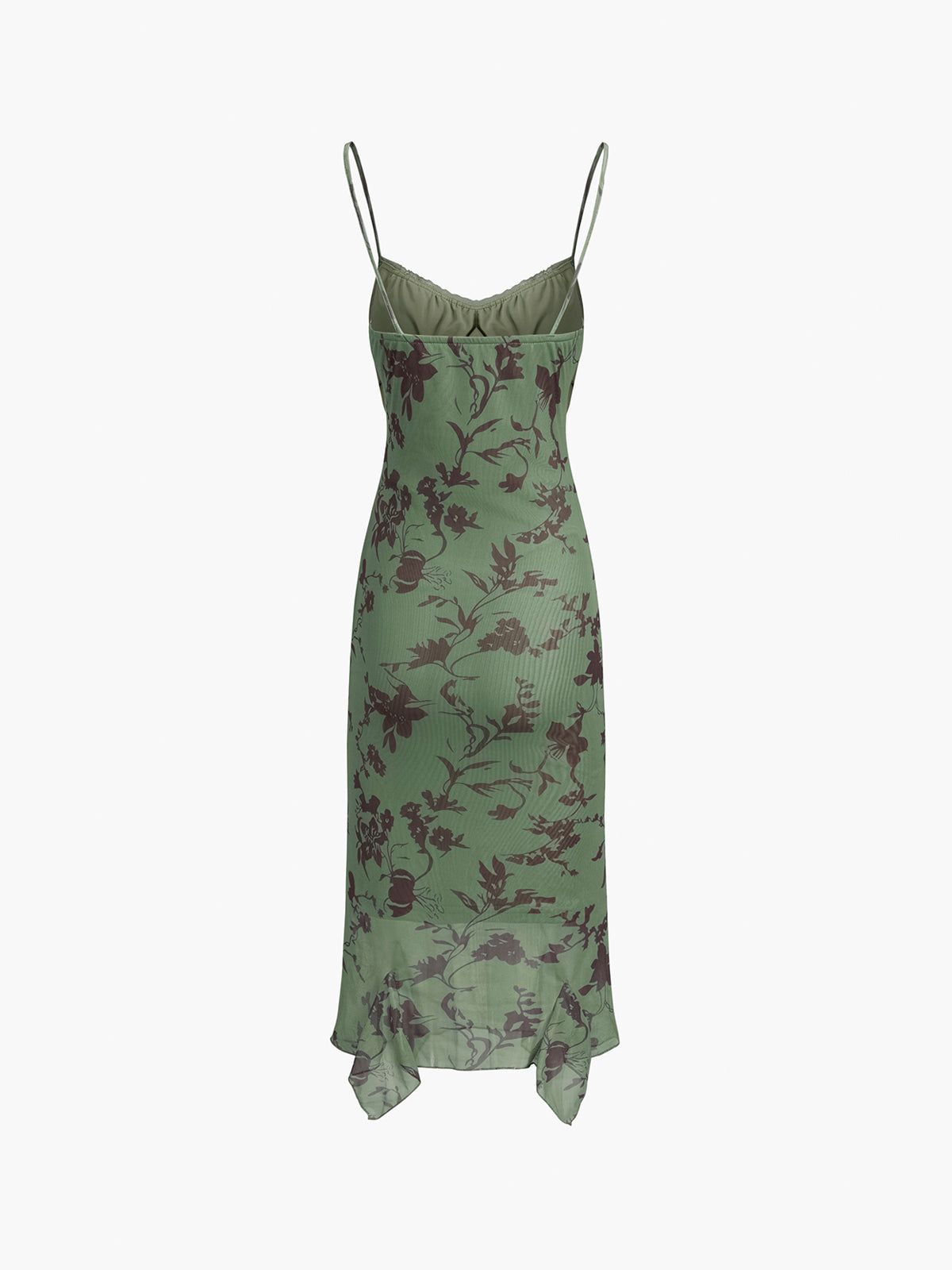 Ruched Floral Mesh Midi Dress sold by COMMENSE product image thumbnail 2