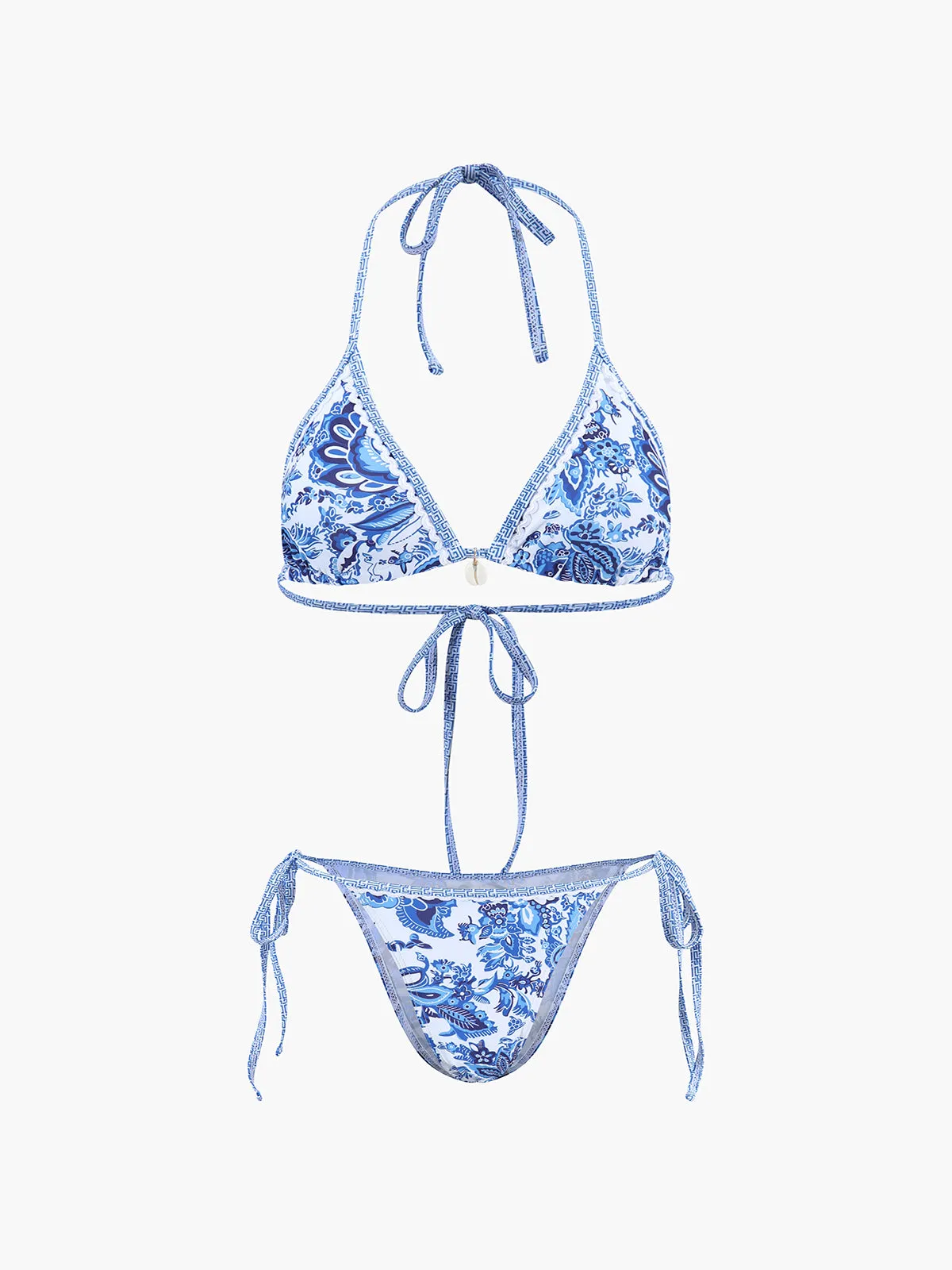 Printed Halter Knotted Bikini Set sold by COMMENSE
