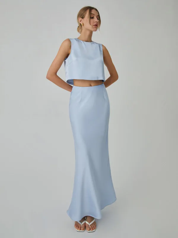 Minimalism Stain Split Cropped Tank Top sold by COMMENSE