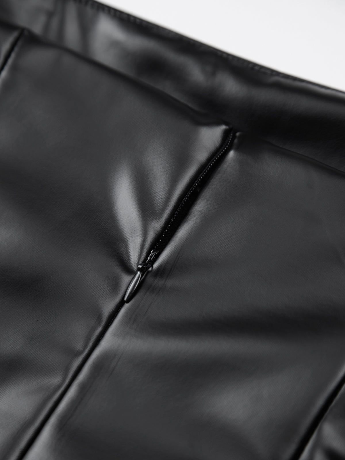 Faux Leather Zip Ruched Long Dress sold by COMMENSE product image thumbnail 5