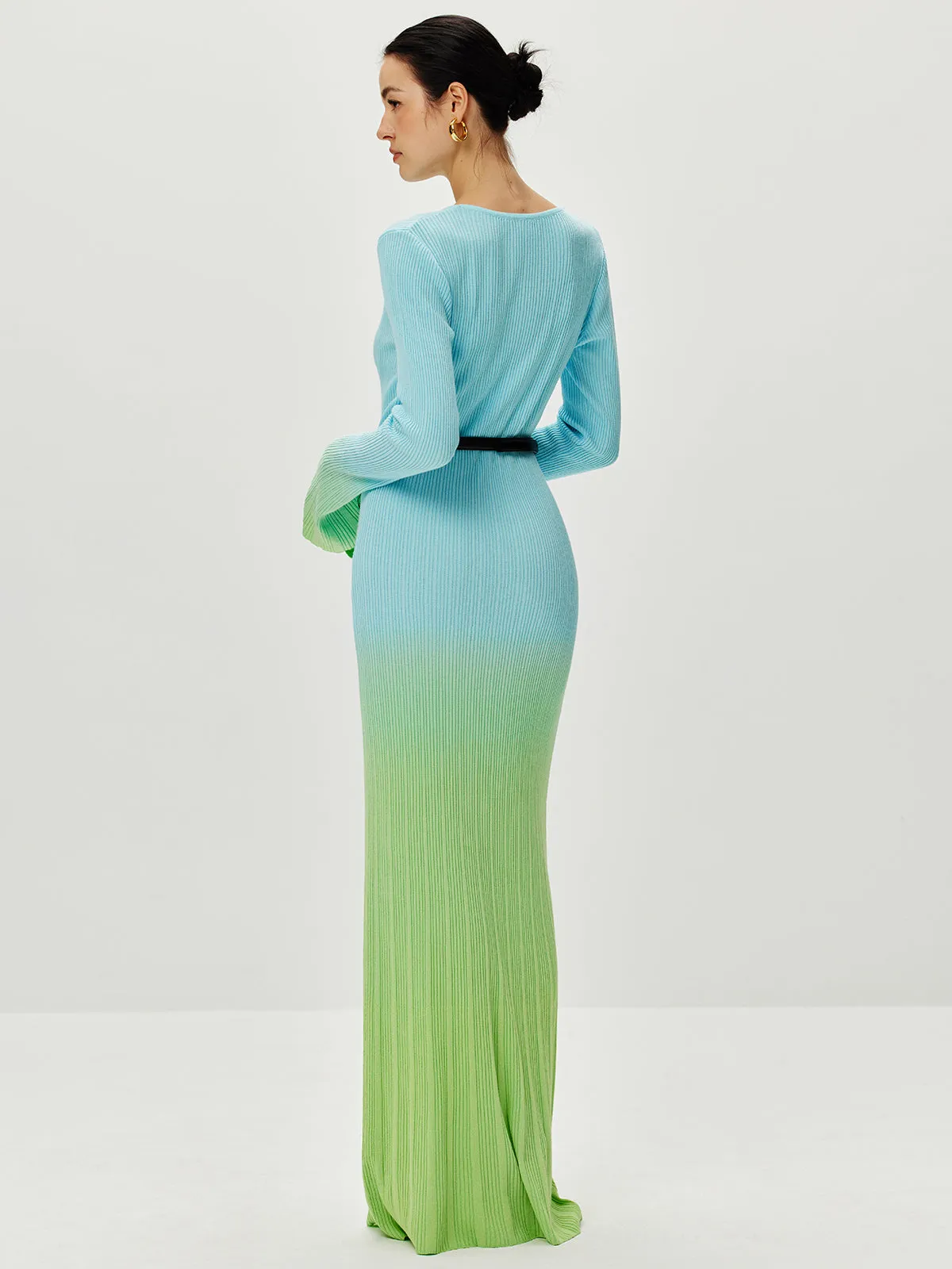 Ombre Sweater Long Dress Without Belt sold by COMMENSE product image thumbnail 4