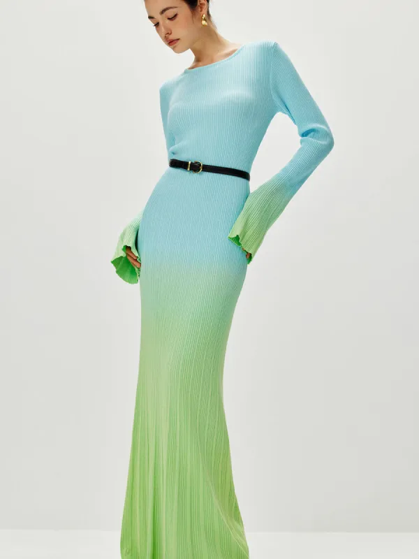 Ombre Sweater Long Dress Without Belt sold by COMMENSE