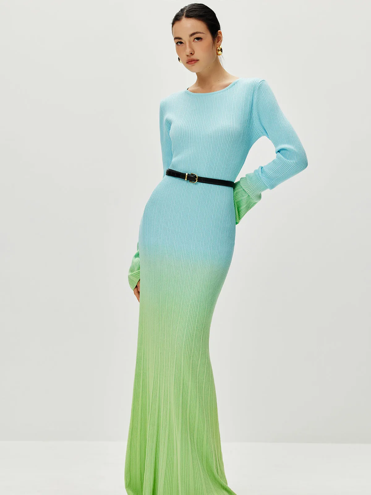 Ombre Sweater Long Dress Without Belt sold by COMMENSE product image thumbnail 3