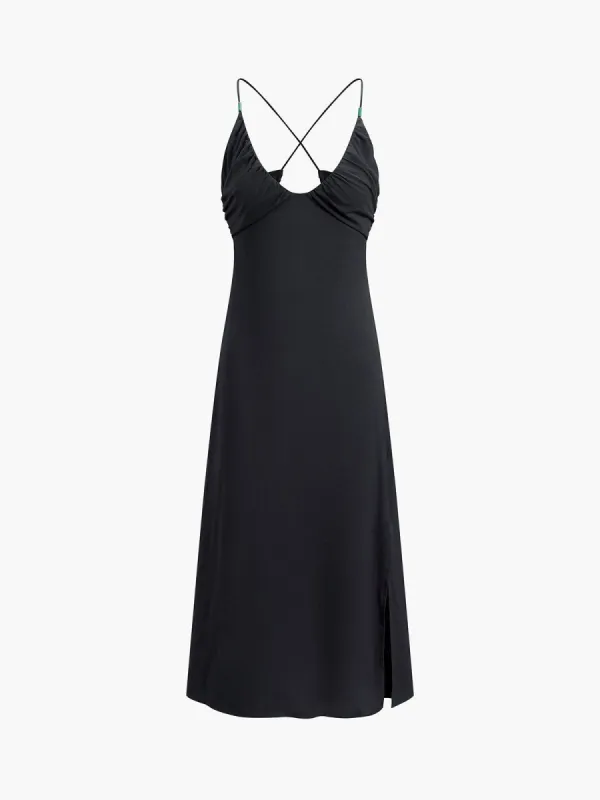 Ruched Criss Cross Tied Long Dress sold by COMMENSE