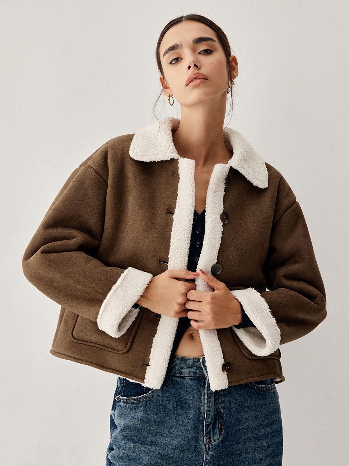 Sherpa Lined Suede Shearling Aviator Jacket sold by COMMENSE