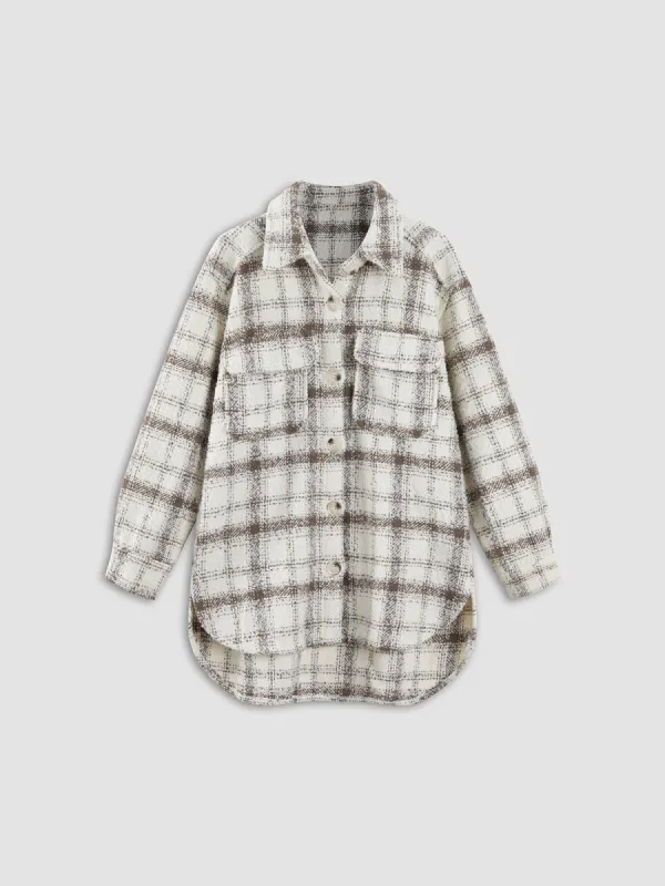 Check Collar Button Up Jacket sold by COMMENSE