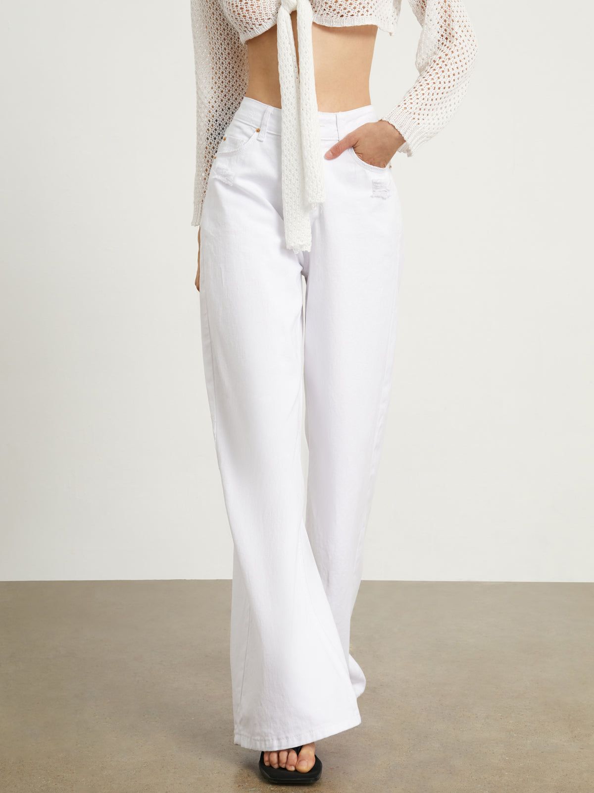 Soho White Denim Wide Leg Jeans sold by COMMENSE product image thumbnail 2