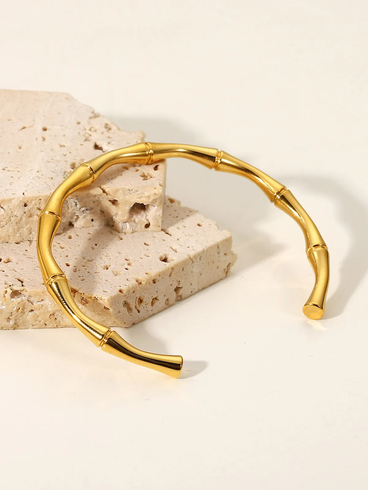 Golden Open Bamboo Bracelet sold by COMMENSE product image thumbnail 4