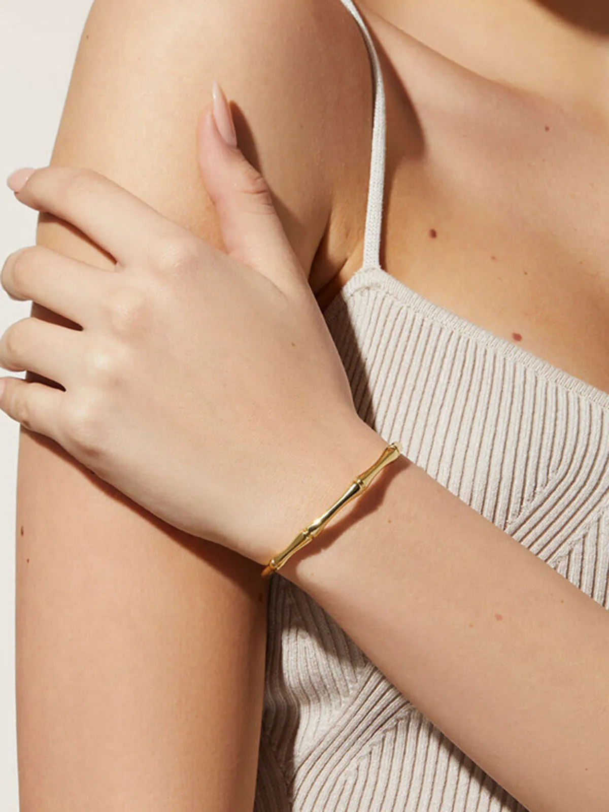 Golden Open Bamboo Bracelet sold by COMMENSE product image thumbnail 2