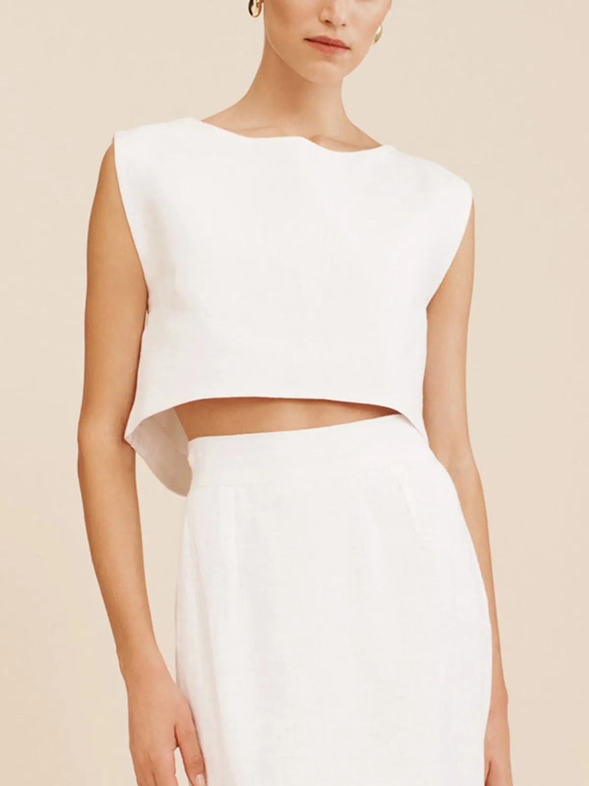 Solid Cotton Crop Top With Shorts Set sold by COMMENSE product image thumbnail 5