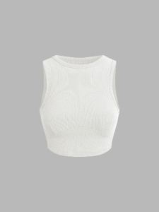 Solid Cropped Tank Top sold by COMMENSE