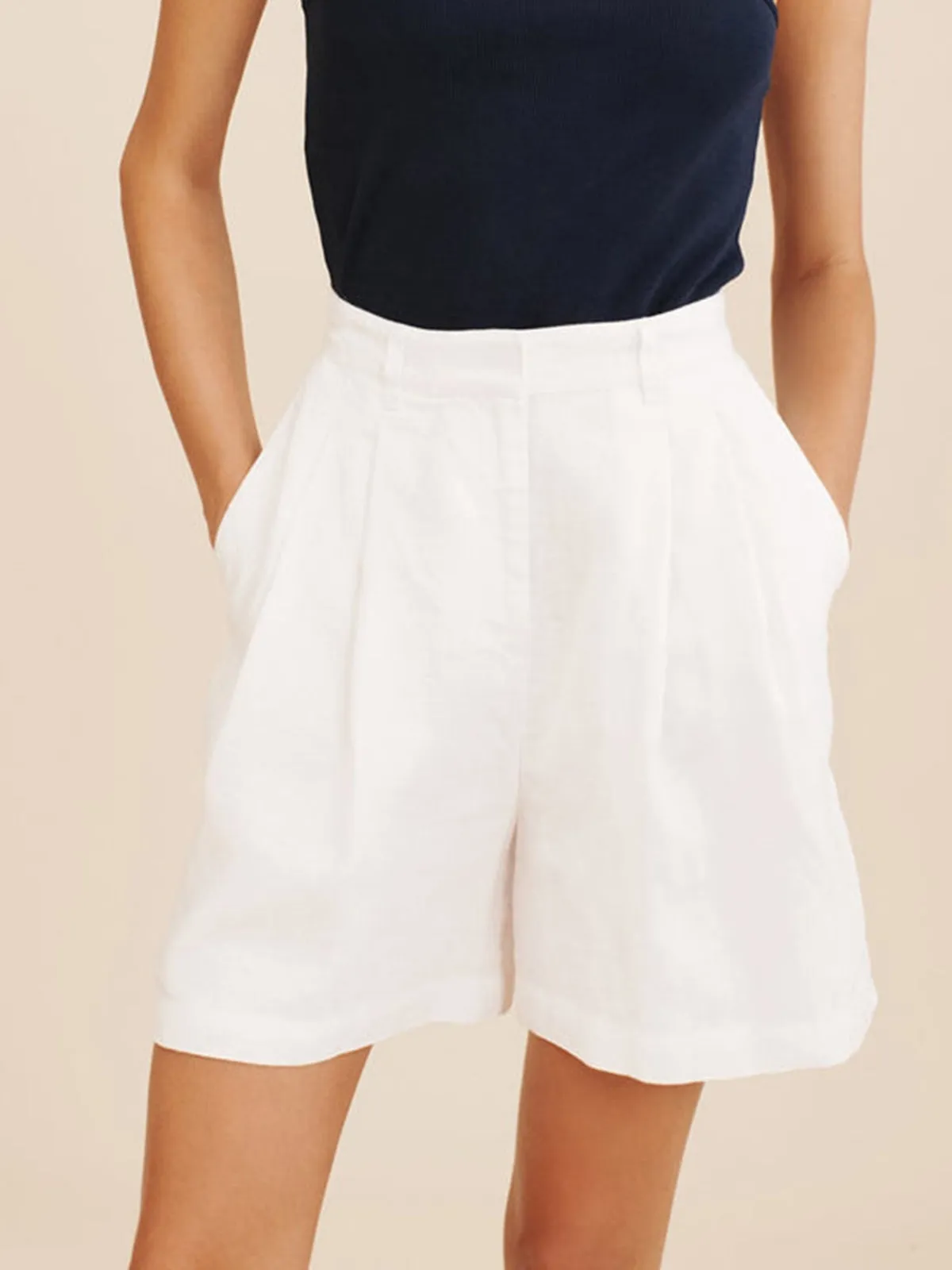 Solid Cotton Crop Top With Shorts Set sold by COMMENSE product image thumbnail 4