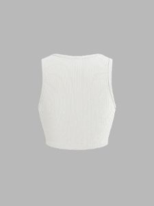 Solid Cropped Tank Top sold by COMMENSE