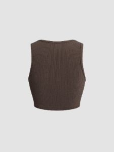 Solid Cropped Tank Top sold by COMMENSE