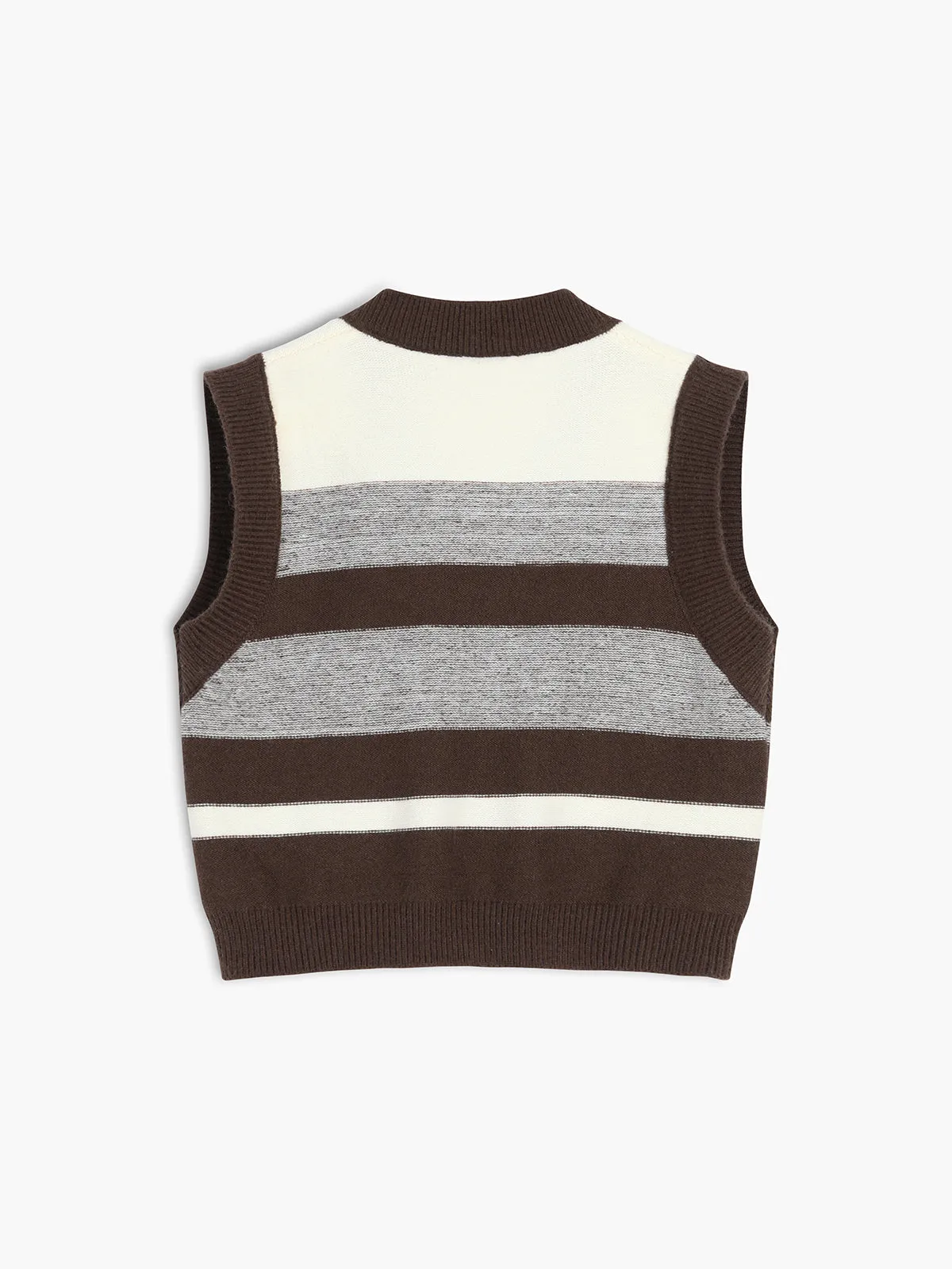 Let's Get Cozy Stripe Sweater Vest sold by COMMENSE product image thumbnail 3