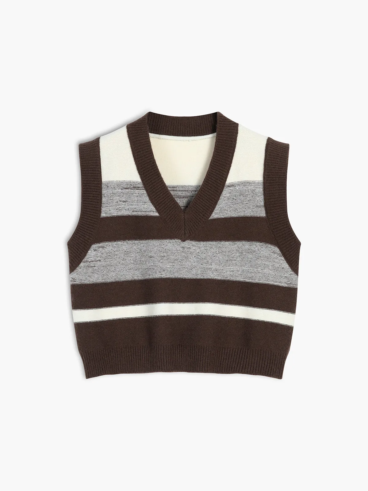 Let's Get Cozy Stripe Sweater Vest sold by COMMENSE