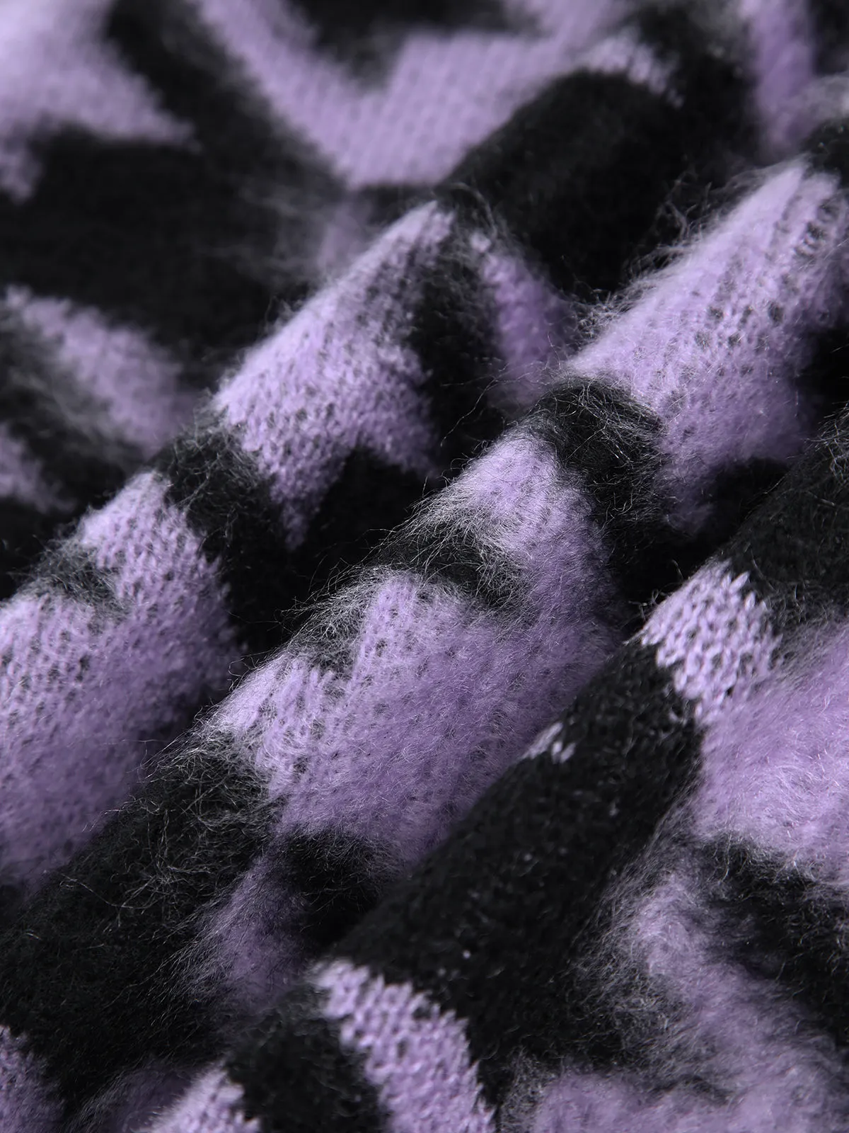 Lavender Houndstooth Fuzzy Cardigan sold by COMMENSE product image thumbnail 4