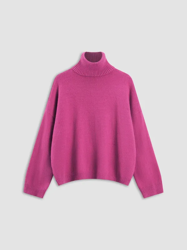 Pink Turtleneck Sweater sold by COMMENSE